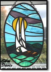 Stained glass sailboat suncatcher 2023